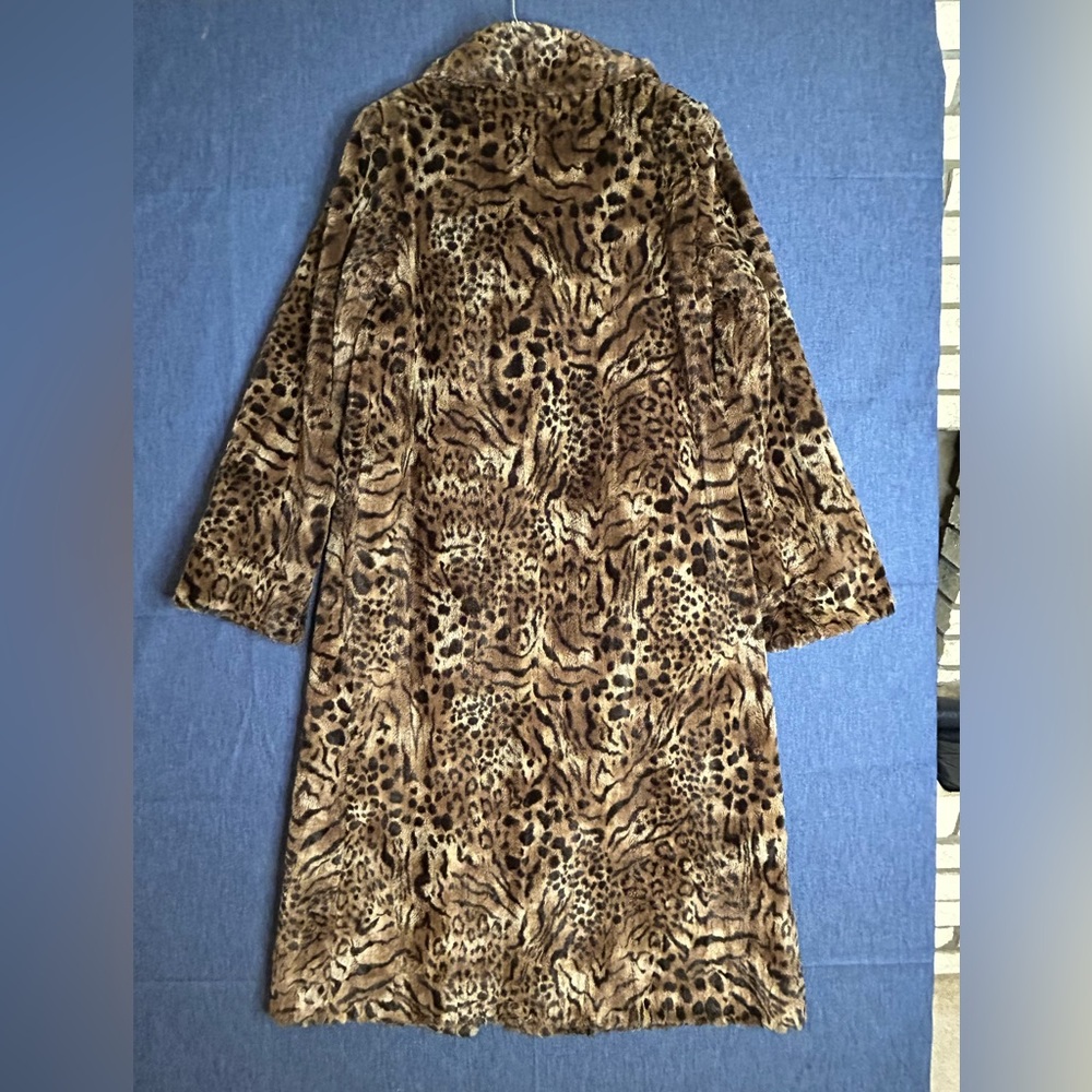 VTG Pamela McCoy Women's Faux Fur Leopard Print Trenc - Picture 13 of 13